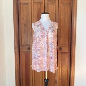 Violet & Claire Red & Blue Chiffon Pullover Top, Size XL